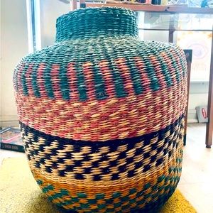 Handwoven sea grass accent basket